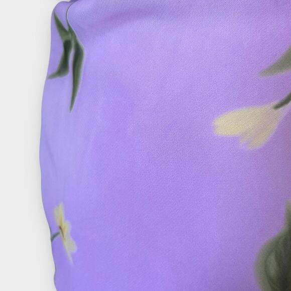 Vintage 90s Just Choon USA Purple Floral Empire Waist Dress Sheer Overlay sz 9 - Picture 4 of 12